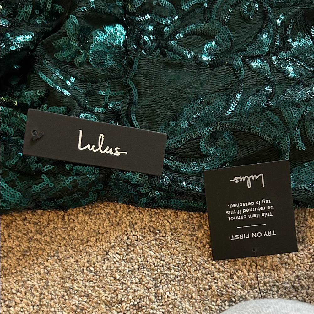 Lulus Emerald Green Sequin Strapless Mermaid Gown - Picture 2 of 4